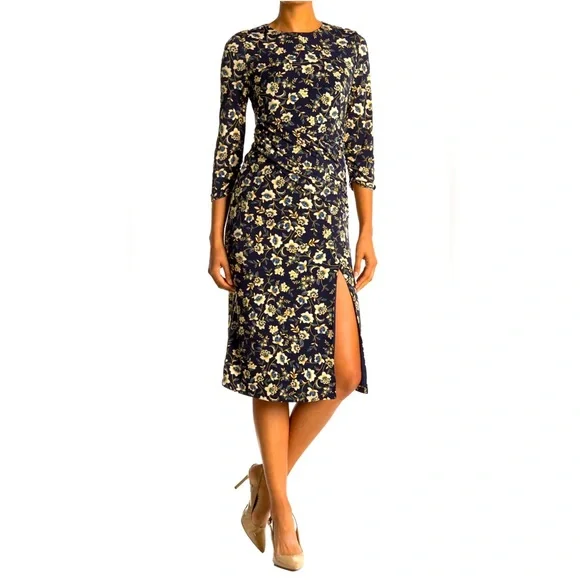 NWT Laundry by Shelli Segal Floral Slit Hem Midi Dress Size 8 - Picture 1 of 6
